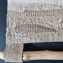 Handwoven Sea Tapestry, Blue Tones Textile Art, Linen Wool Wall Hanging - thumbnail 2