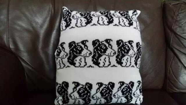 Handmade Knitted Border Collie Cushion Cover With Infill - image 1
