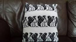 Handmade Knitted Border Collie Cushion Cover With Infill - thumbnail 1