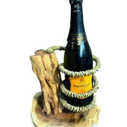 Driftwood & Rope Wine Holder Standing, Upright Teak Root & Stand - thumbnail 4