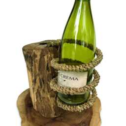 Driftwood & Rope Wine Holder Standing, Upright Teak Root & Stand - thumbnail 2