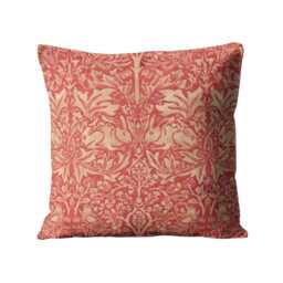 Morris & Co. Brer Rabbit, Arts Crafts, Rust Red Beige Linen Mix Cushion, Throw Pillow, Home Decor - thumbnail 2