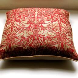 Morris & Co. Brer Rabbit, Arts Crafts, Rust Red Beige Linen Mix Cushion, Throw Pillow, Home Decor - thumbnail 3