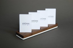 Walnut Wood Business Card Holder - Vertical Display, Modern Desk Organizer