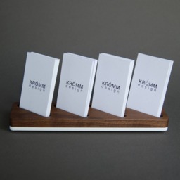 Walnut Wood Business Card Holder - Vertical Display, Modern Desk Organizer - thumbnail 2