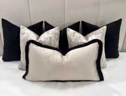 A Luxury Set Of 6 Black Cushions For Bed Or Sofa, Cushion Set, Pillow Covers Bed, Sofa & Chairs Handcrafted By The Couture Cushion - thumbnail 1