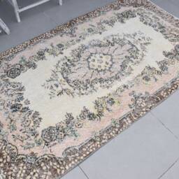 3.7x6.6 Ft Area Rugs, Turkey Nursery Rug, Turkish Rugs For Indoor, Oushak Vintage Brown Kurdish Ethnic Floor - thumbnail 2