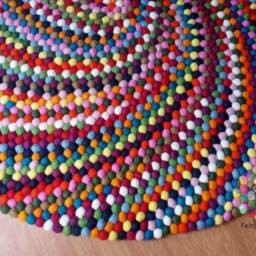 Round Wool Felt Ball Rug Multicolored Spiral Design - thumbnail 3