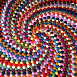 Round Wool Felt Ball Rug Multicolored Spiral Design - thumbnail 2