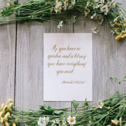 Marcus Cicero Quote Art Print Garden & Library, Gold Calligraphy - 5x7 - thumbnail 3
