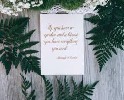 Marcus Cicero Quote Art Print Garden & Library, Gold Calligraphy - 5x7 - thumbnail 1