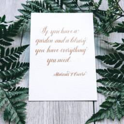 Marcus Cicero Quote Art Print Garden & Library, Gold Calligraphy - 5x7 - thumbnail 2