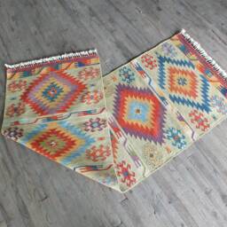 Handwoven Turkish Kilim Runner Rug 3x7 Approximately, Colorful Herbal Dyes Anatolian Hallway Runner, Oriental Kitchen - thumbnail 4