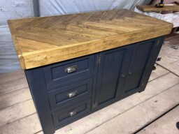 Shaker Kitchen Island With Herringbone Top - thumbnail 1