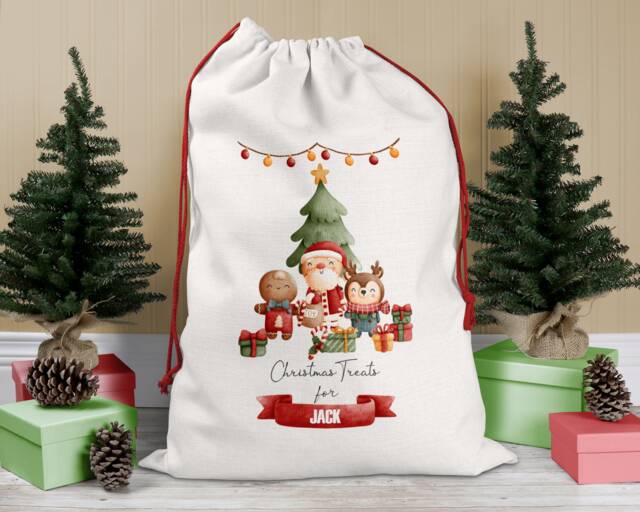 Personalised Christmas Sack, Santa Eve Stocking, Bag, Father Christmas, Present Box - image 1