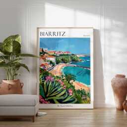 Biarritz France Travel Poster Coastal Beach Art Print - thumbnail 2