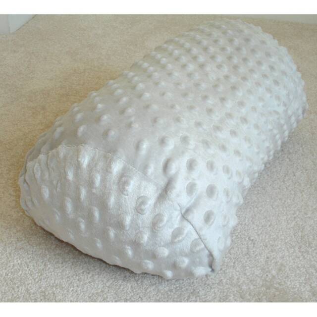 "Half Moon Bolster Cover Grey Minky Plush Cuddlesoft Fleece Solid Colour Raised Dots 16""x8""x4" - image 1