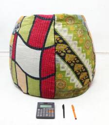 Handmade Floral Kantha Cotton Bean Bag Chair Bohemian Ottoman Pouf