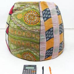 Handmade Floral Kantha Cotton Bean Bag Chair Bohemian Ottoman Pouf - thumbnail 3