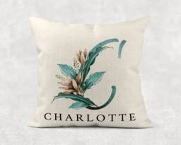 Personalised Initial & Name , Floral Linen Cushion . Girls/Mum/Nan Birthday Gift - thumbnail 1