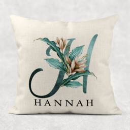Personalised Initial & Name , Floral Linen Cushion . Girls/Mum/Nan Birthday Gift - thumbnail 2