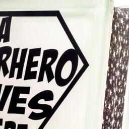A Superhero Lives Here Nightlight Cube, Glass Light Block, Personalised Or Personalized Keepsake Gift - thumbnail 3