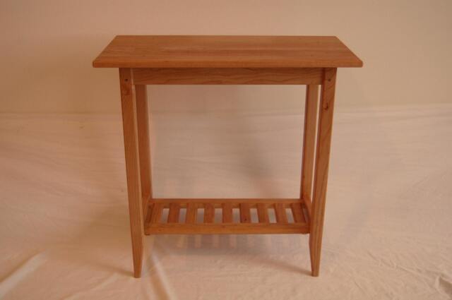 Cherry End Table With Slat Shelf - image 1