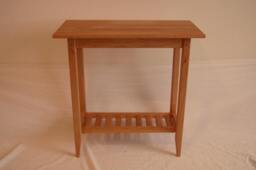 Cherry End Table With Slat Shelf - thumbnail 1