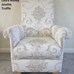 Laura Ashley Villandry Fabric Adult Armchair Handcrafted Josette Beaulieu Peonies Stripe Whinfell Grey Accent Chair Blue Duck Egg Small - thumbnail 3