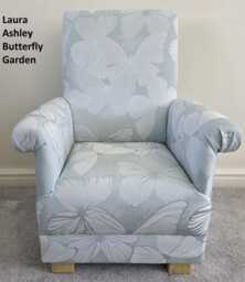 Laura Ashley Villandry Fabric Adult Armchair Handcrafted Josette Beaulieu Peonies Stripe Whinfell Grey Accent Chair Blue Duck Egg Small - thumbnail 1