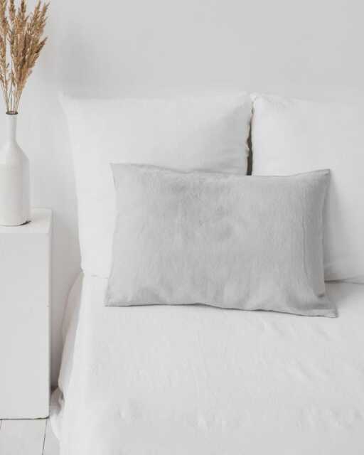 Light Gray Linen Pillowcase - Soft Stonewashed Flax Sham Custom Breathable Pillow Cover Cool Neutral Bedding Accent in European - image 1