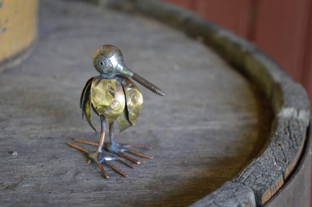 Kiwi Bird Small Sculpture Silver Copper Brass Metal Animal Handmade - image 1