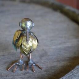 Kiwi Bird Small Sculpture Silver Copper Brass Metal Animal Handmade - thumbnail 2