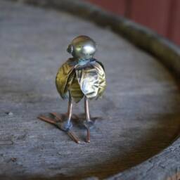 Kiwi Bird Small Sculpture Silver Copper Brass Metal Animal Handmade - thumbnail 3