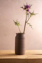 Dark Brown Rustic Handmade Ceramic Vase, Pottery Tall Decorative Unique Flower Pot, Stoneware Eclectic Vase - thumbnail 1