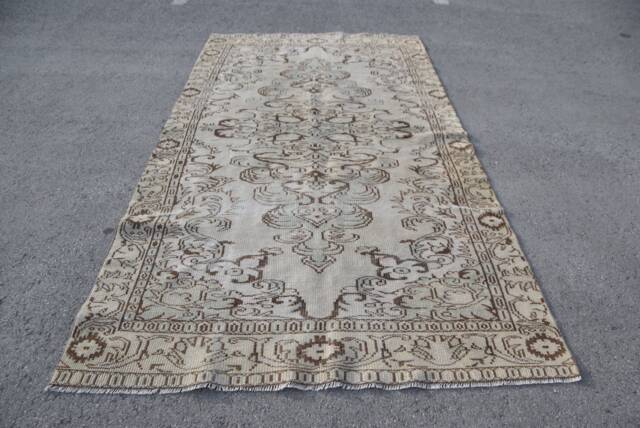Antique Rug, Green Cool Rugs For Bedroom, Turkish Vintage 5.7x10.6 Ft Large Bohemian Living Room Rug - image 1