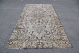 Antique Rug, Green Cool Rugs For Bedroom, Turkish Vintage 5.7x10.6 Ft Large Bohemian Living Room Rug - thumbnail 1