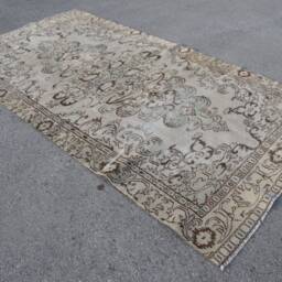 Antique Rug, Green Cool Rugs For Bedroom, Turkish Vintage 5.7x10.6 Ft Large Bohemian Living Room Rug - thumbnail 2