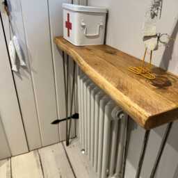Foret Waney Live Edge Rustic Hairpin Leg Radiator Hallway Console Table Handcrafted With Solid Wood - thumbnail 4