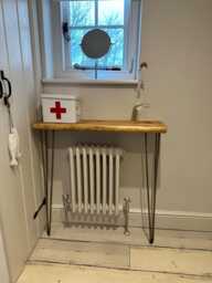 Foret Waney Live Edge Rustic Hairpin Leg Radiator Hallway Console Table Handcrafted With Solid Wood - thumbnail 1