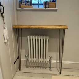Foret Waney Live Edge Rustic Hairpin Leg Radiator Hallway Console Table Handcrafted With Solid Wood - thumbnail 3