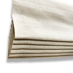 Thin Ivory Beige Striped 100% Linen Casual Flat Roman Shade - Cl1199 - thumbnail 1
