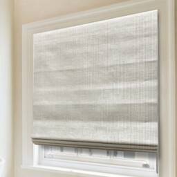 Thin Ivory Beige Striped 100% Linen Casual Flat Roman Shade - Cl1199 - thumbnail 2