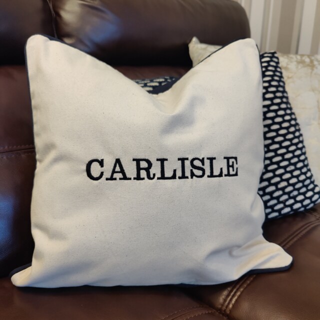 Personalised Piped Cotton Canvas Cushion Cover - image 1