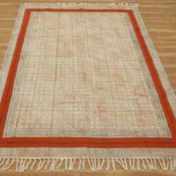 Hand Block Printed Cotton Runner Rug -Bohemian Kilim, 4x10 Feet - thumbnail 2