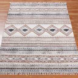 Hand Block Printed Cotton Runner Rug -Bohemian Kilim, 4x10 Feet - thumbnail 3