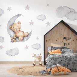 Bear On Moon Nursery Wall Decal Repositionable Baby D??cor - thumbnail 3