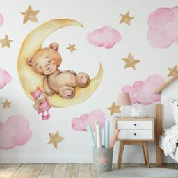 Bear On Moon Nursery Wall Decal Repositionable Baby D??cor - thumbnail 2