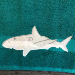 Embroidered Shark Cotton Bath Towel, Personalized Kids Towel - thumbnail 3