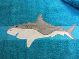 Embroidered Shark Cotton Bath Towel, Personalized Kids Towel - thumbnail 1